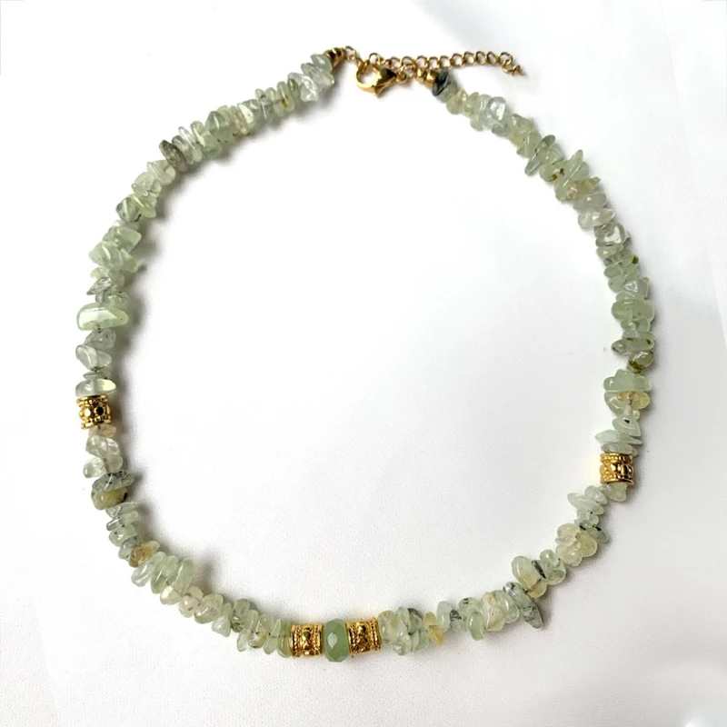 2022 New Irregular Green Stone Necklace Creative Trendy Gold-color Accessories Embellishment For Man Women Natural Collar | Украшения и