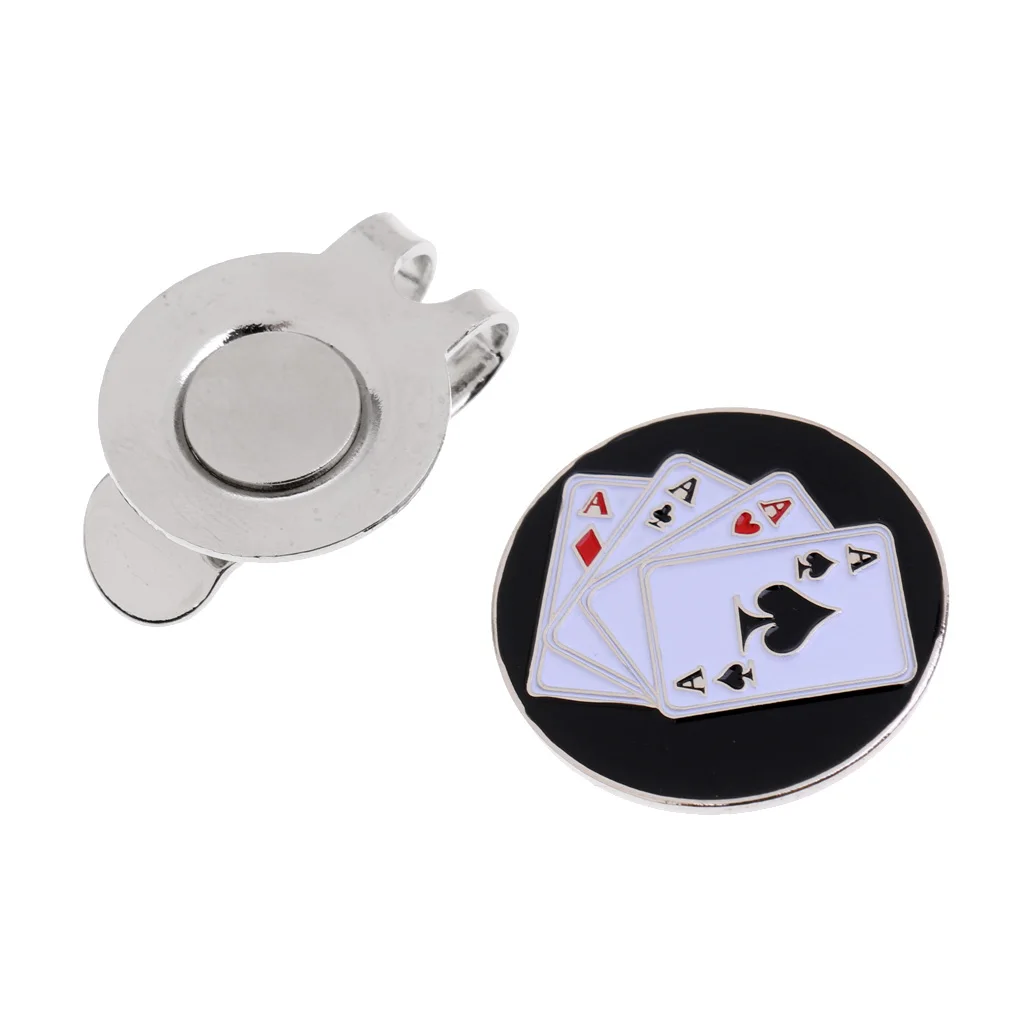 2pcs Golf Ball Marker Magnetic Hat Clip Stylish Cap Clip Gift Poker Card