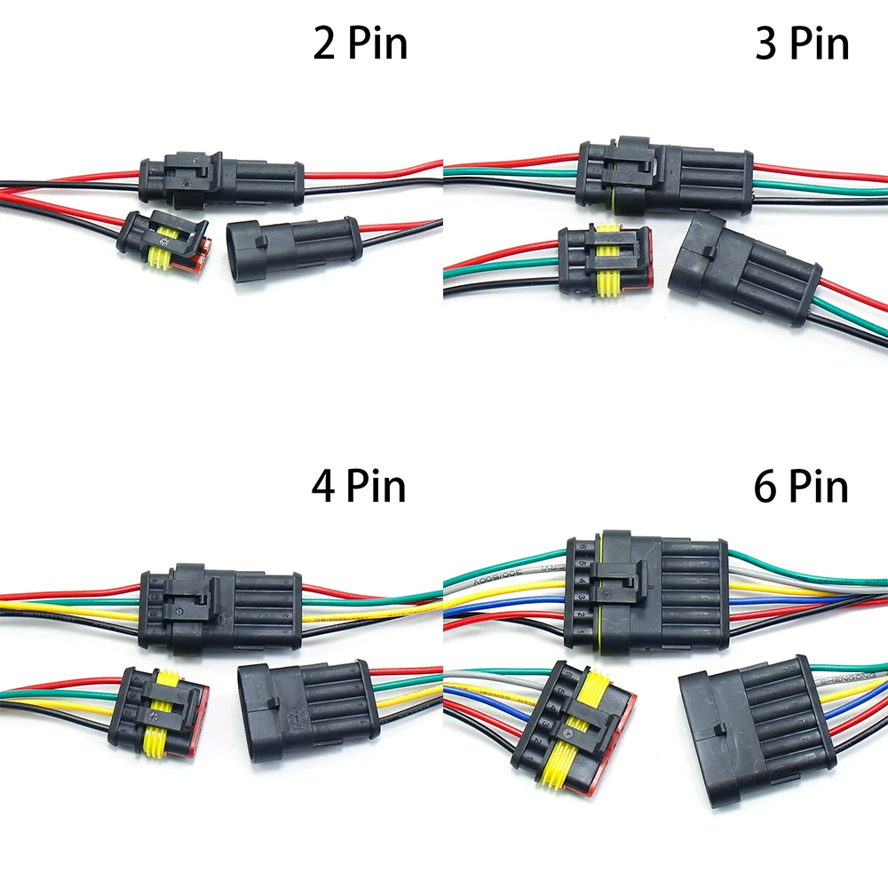  Automotive Electrical Connectors kit 1/2/3/4 Pin Waterproof  Electric Wire Connector plugs Battery Terminal Connectors socket 1.5mm  Series Wire Harness 16 AWG Pack of 13… : Automotive