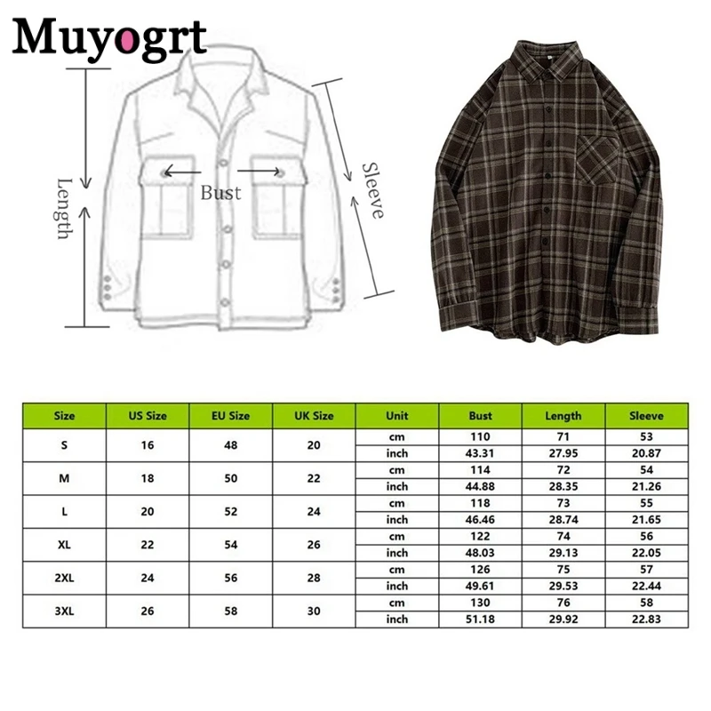 Muyogrt Women Shirt Plaid Oversized Brown Top Turn-down Collar Leisure Fashion Loose All-match Long Sleeves Soft Chic Korean Top