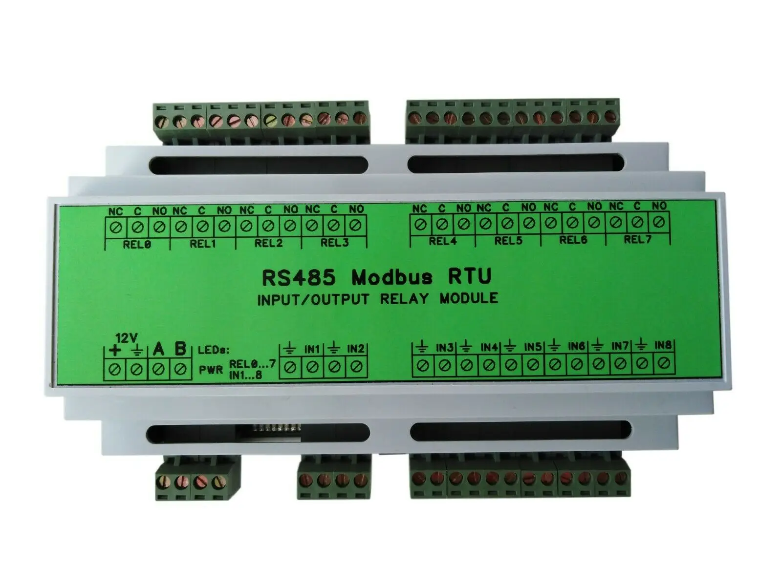 RS485 Modbus RTU реле(din-рейка, 8 каналов реле+ 8 входов, 2 счетчика