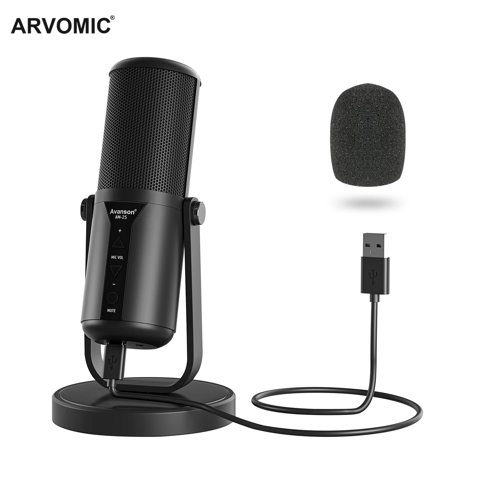 AVANSON USB Podcast Microphone Professional Condenser Gaming Kit Mic for PC MAC with windscreen Metal Stand | Электроника