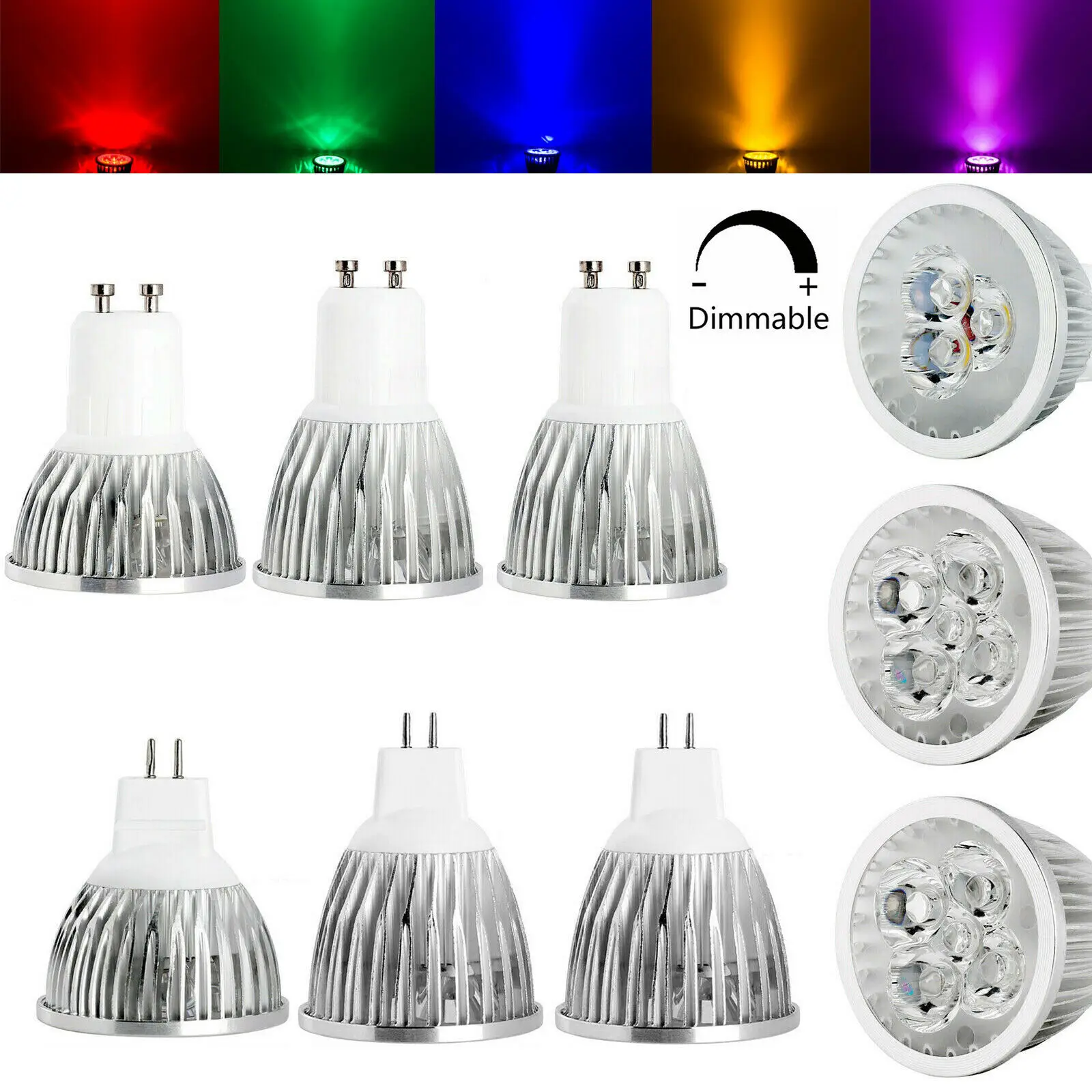 

Dimmable GU10 Led Lamp MR16 E27 E14 E12 Super Bright 9W 12W 15W LED Spotlight Bulb 220V DC 12v Ceiling Lights 8 Colorful