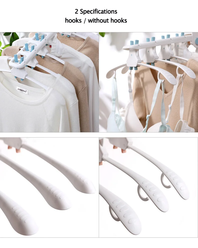 8 hanger/pc Folding Clothes Hanger Plastic Clothes Drying Racks Closet Rotate Hanger Wardrobe Magic Clothes Organizer Hangers