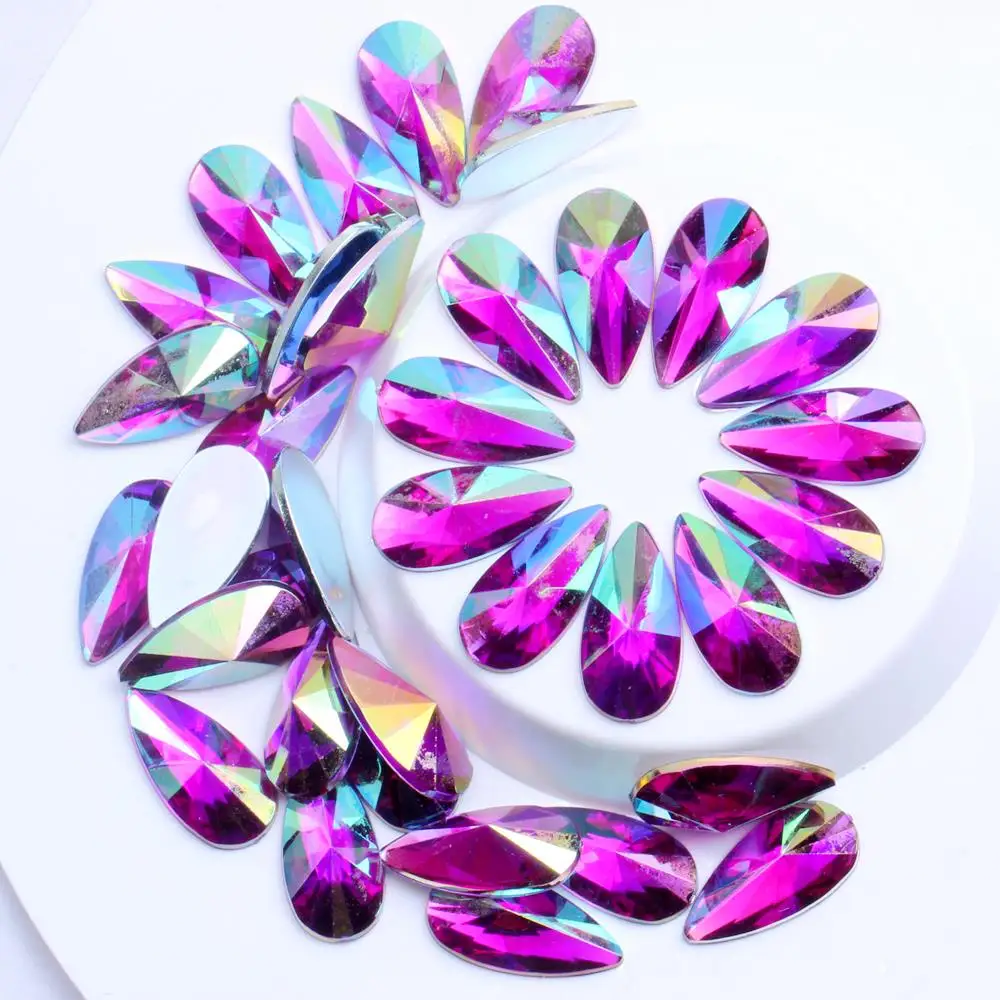 05 dark purple ab Акриловые Стразы DIY драгоценные камни 8x13 мм 2000 шт в форме капли с плоским основанием острый Блестящий декор для ногтей украшения - Цвет: 05 dark purple ab