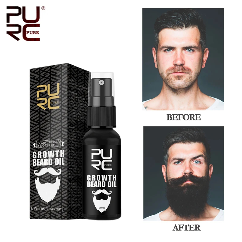 PURC-aceite para el crecimiento de la barba para hombres, tratamiento para el cuidado de la barba, 30ml