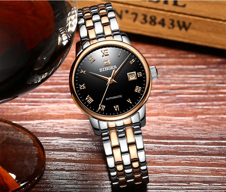 Швейцарские женские часы Бингер люксовый бренд механические наручные часы сапфировый ремешок из натуральной кожи женские часы B-5005L-4