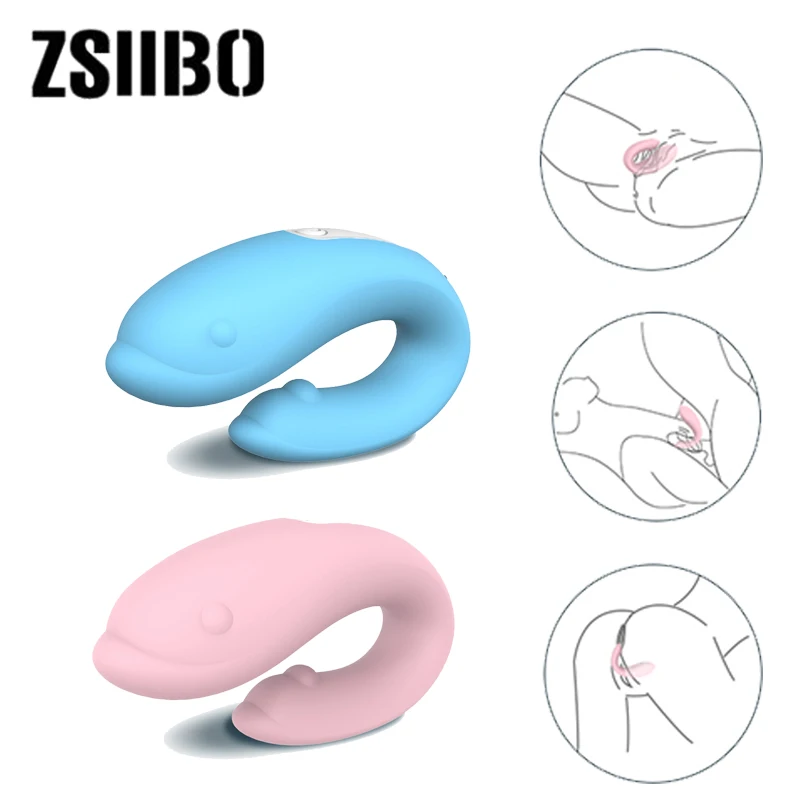 Couples share vibrator massager Dolphin couples wear wear G Spot Double Vibrators Masturbator Sex Toy For Woman