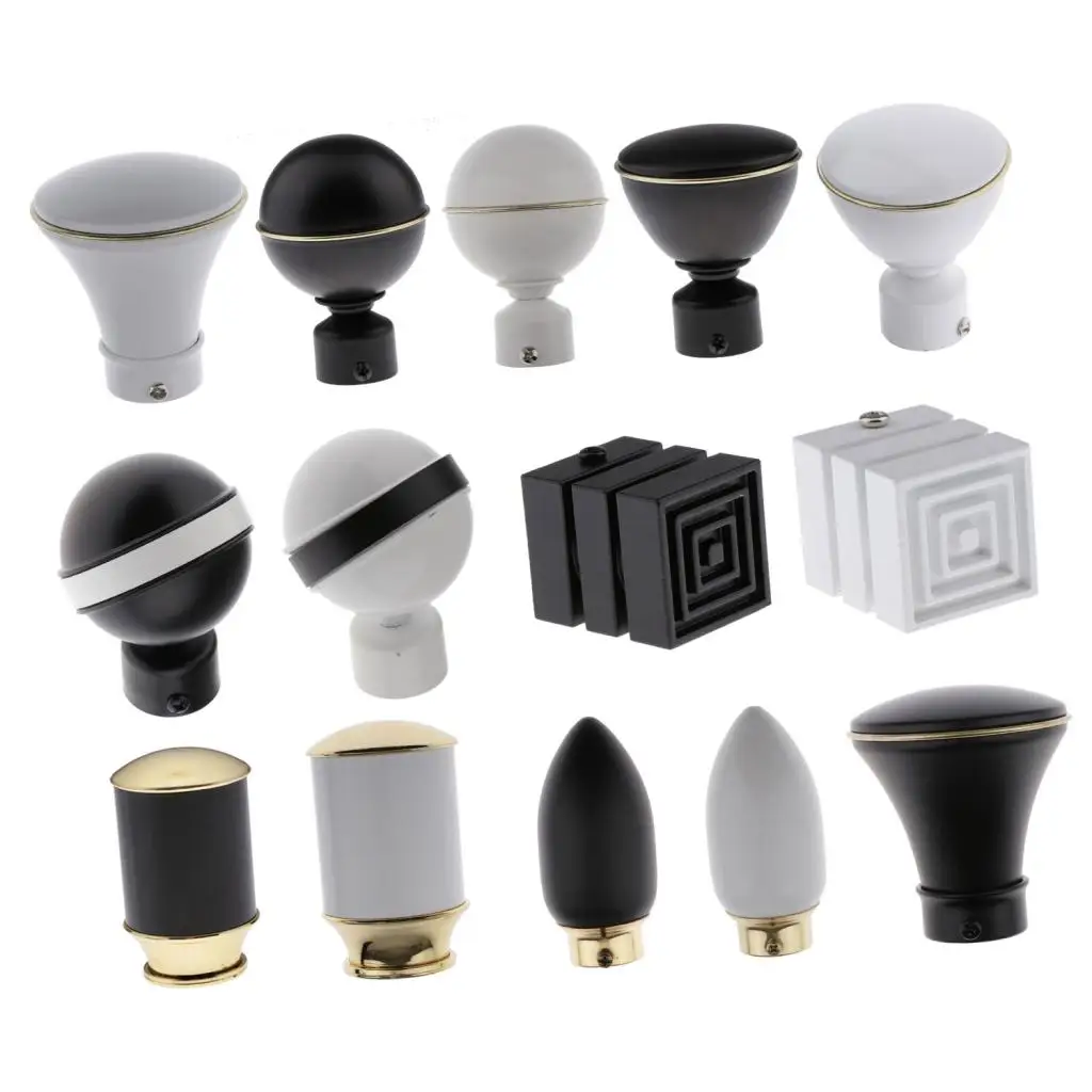 Metal Iron Window Curtain Rod End Unique Design Drapery Pole Drape Rod Finals Head Cap Finials Fit for Home Office