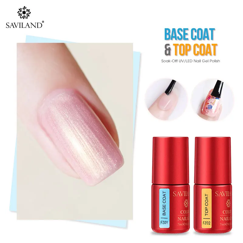 

SAVILAND UV Gel Nail Polish 7ml Transparent Base and Top Coat Varnish Nail Gel Primer Semi Permanent Soak Off Nail Art Manicure
