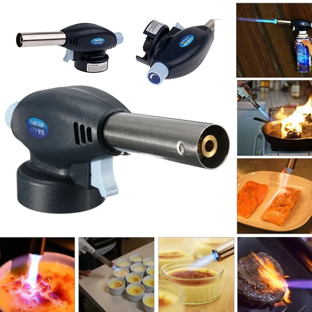

Gas Flamethrower Burner Camping Equipment Outdoor Blow Torch Butane Gas Flamethrower Burner Welding Auto Ignition Soldering BBQ