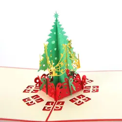 Новые рождественские открытки Рождественская елка поздравительная открытка уникальные праздничные открытки с конвертом 3D всплывающие