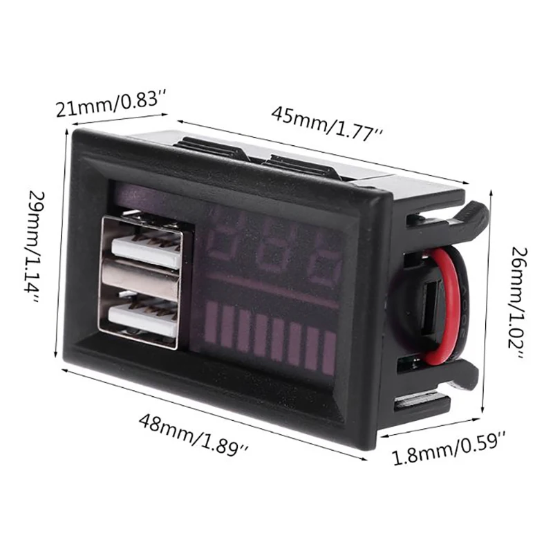 12V Цифровой вольтметр напряжение батареи Панель метр для автомобиля мотоцикла USB 5V 2A выход