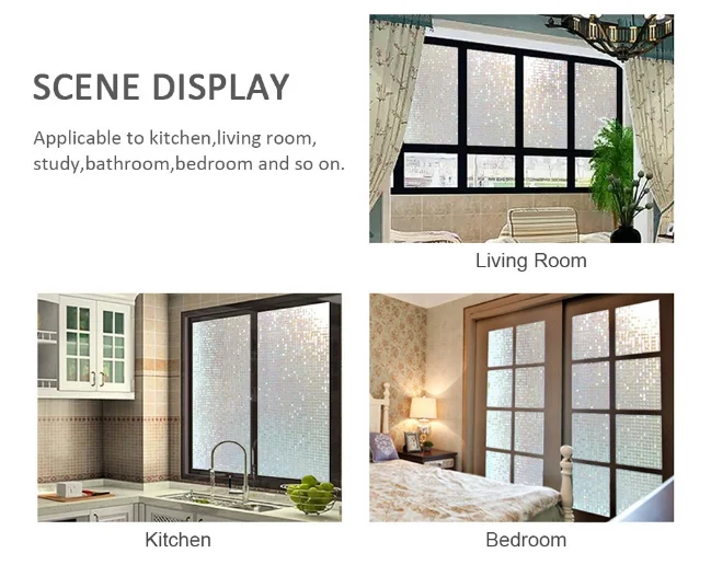 Mosaic Design Window Sticker 3D Laser Multi-SIze Privacy Protection Sun-Blocking Home Decoration Water-Proof For Home Office