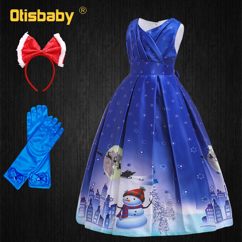 SD057 Set Нарядное длинное рождественское платье для девочек, одежда для девочек, новогодние вечерние платья Феи Санта Клауса, элегантный Детский костюм - Цвет: SD057 Set