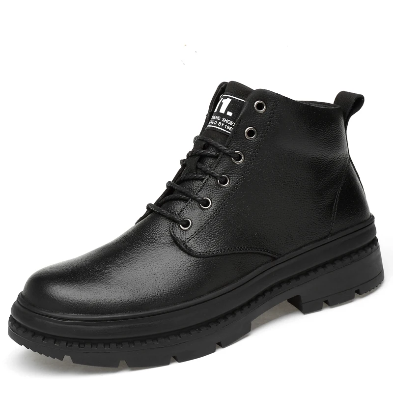 

New Fashion Men Autumn Winter Ankle Boots Solid Color Snow Boots Plush Inside Keep Warm Waterproof Men Boots