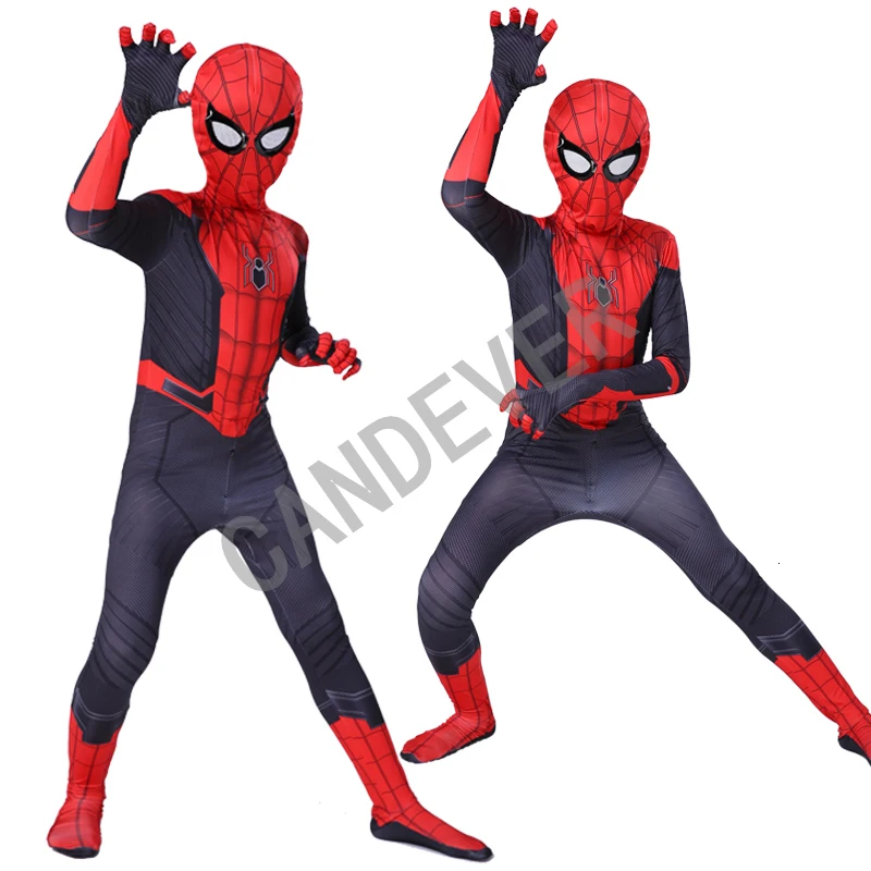 С «человеком-пауком» далеко от дома Питер Паркер Косплэй костюм зентай, костюм «Человек-паук» костюм супергероя боди костюм комбинезоны костюм для Хэллоуина