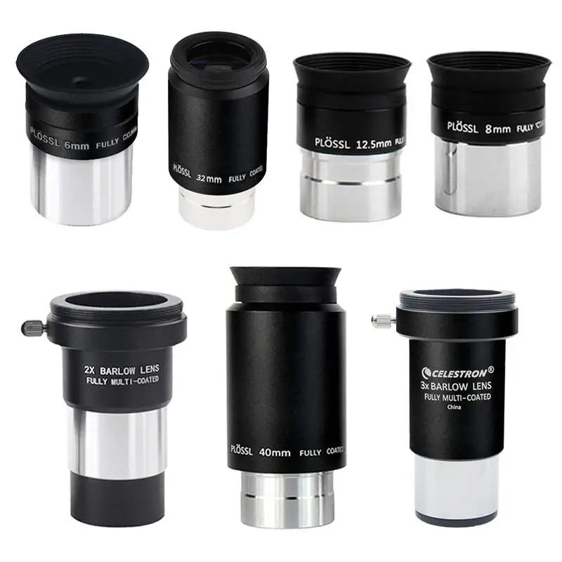 Gosky 1.25inch 6mm 12.5mm 32mm 40mm Plossl Telescope Eyepieces and 2X Barlow Lens Set 