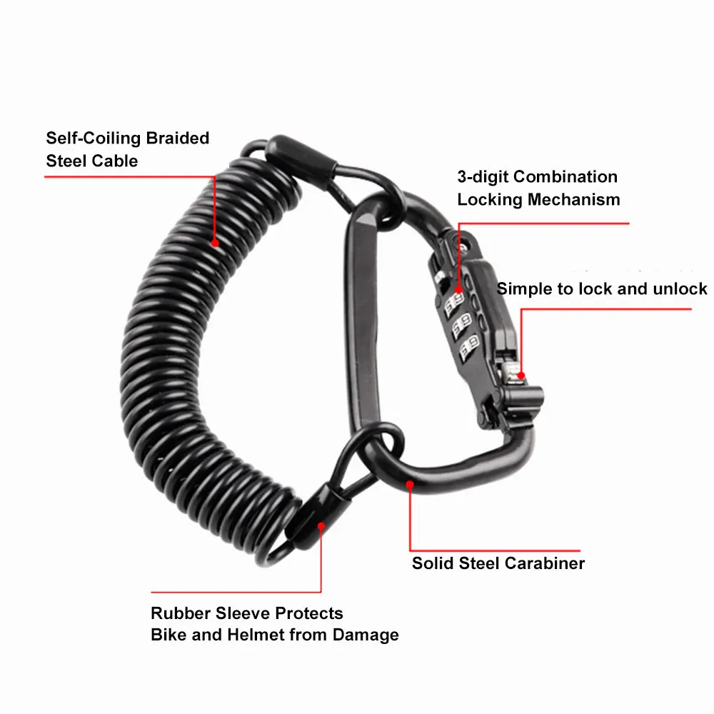 Мотоциклетный шлем замок портативный с трехзначным противоугонным паролем секретный контактный Код подходит для универсального