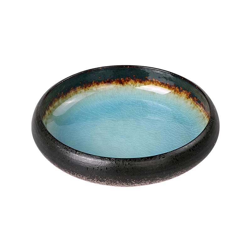 KINGLANG Creative Kiln Ice Split Glaze Ceramic Plate Japanese Sushi Sashimi Plate Dish Salad 1Pcs