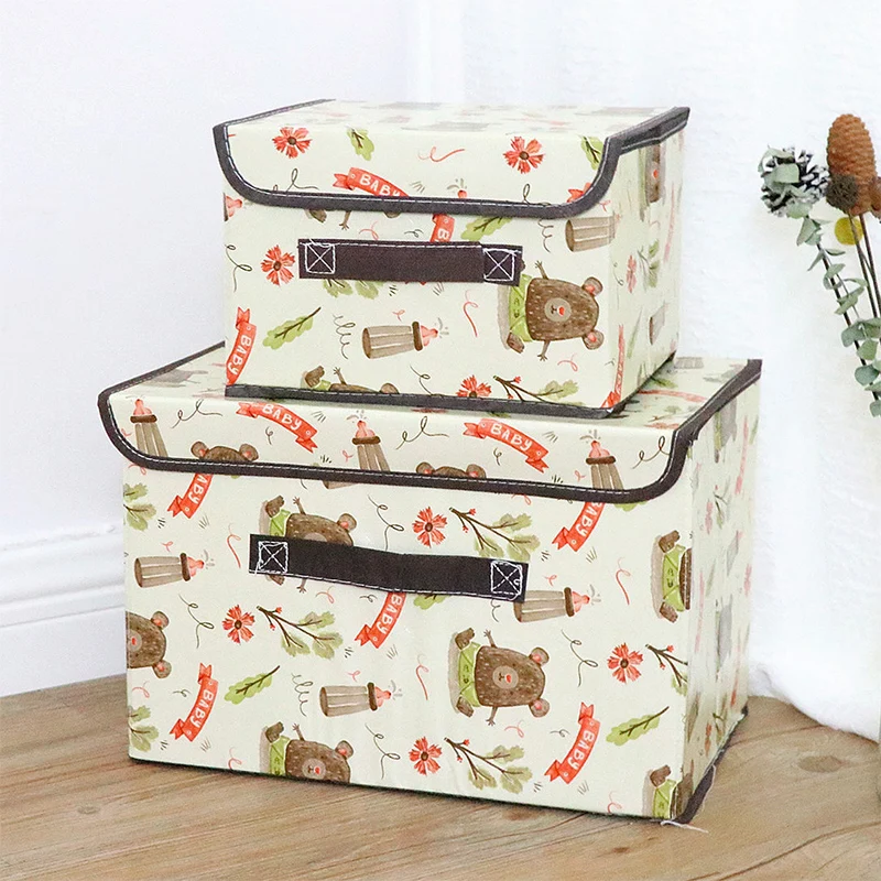 

Storage Box Canvas Kid Cartoon Storage Bag Toys Clothes Organizer Portable Container Cloth Barrel Storage Case Storage Pouch