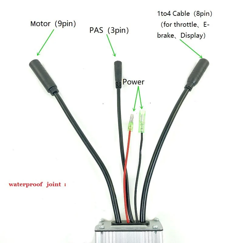 Electric Bicycle Bike Controller DC 36V/48V Sine Wave Waterproof Joint Cable safe reliable Controller