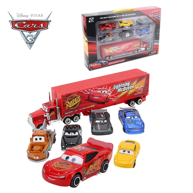 Original Disney Pixar Car 3 Lightning McQueen Jackson Storm Mack Uncle Truck Set 1:55 Diecast Metal Car Model Toy Christmas Gift 2