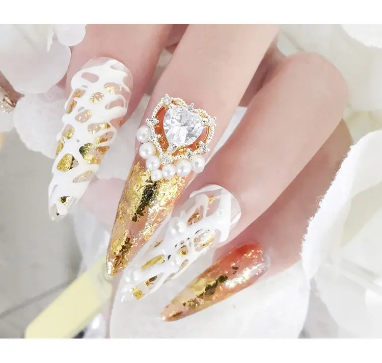 10 teile/los 3D Luxus Herz Liebe Zirkon Kristalle Strass Perle Nail art Schmuck Dekorationen Nägel Zubehör Charms Liefert – Detail 5