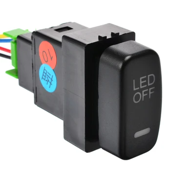 

For Mitsubishi DC12V Car LED OFF Fog Light Push Blue LED Light Switch 4 Wire Button For Pajero Lancer Triton ML Galant Eclipse