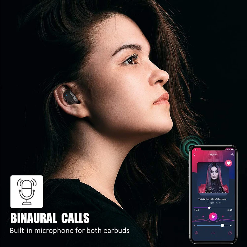 Bluetooth наушники, игровые Bluetooth V5.0, беспроводные наушники, светодиодный дисплей, сенсорный экран, 2000 мА/ч, внешний аккумулятор, наушники для ушей