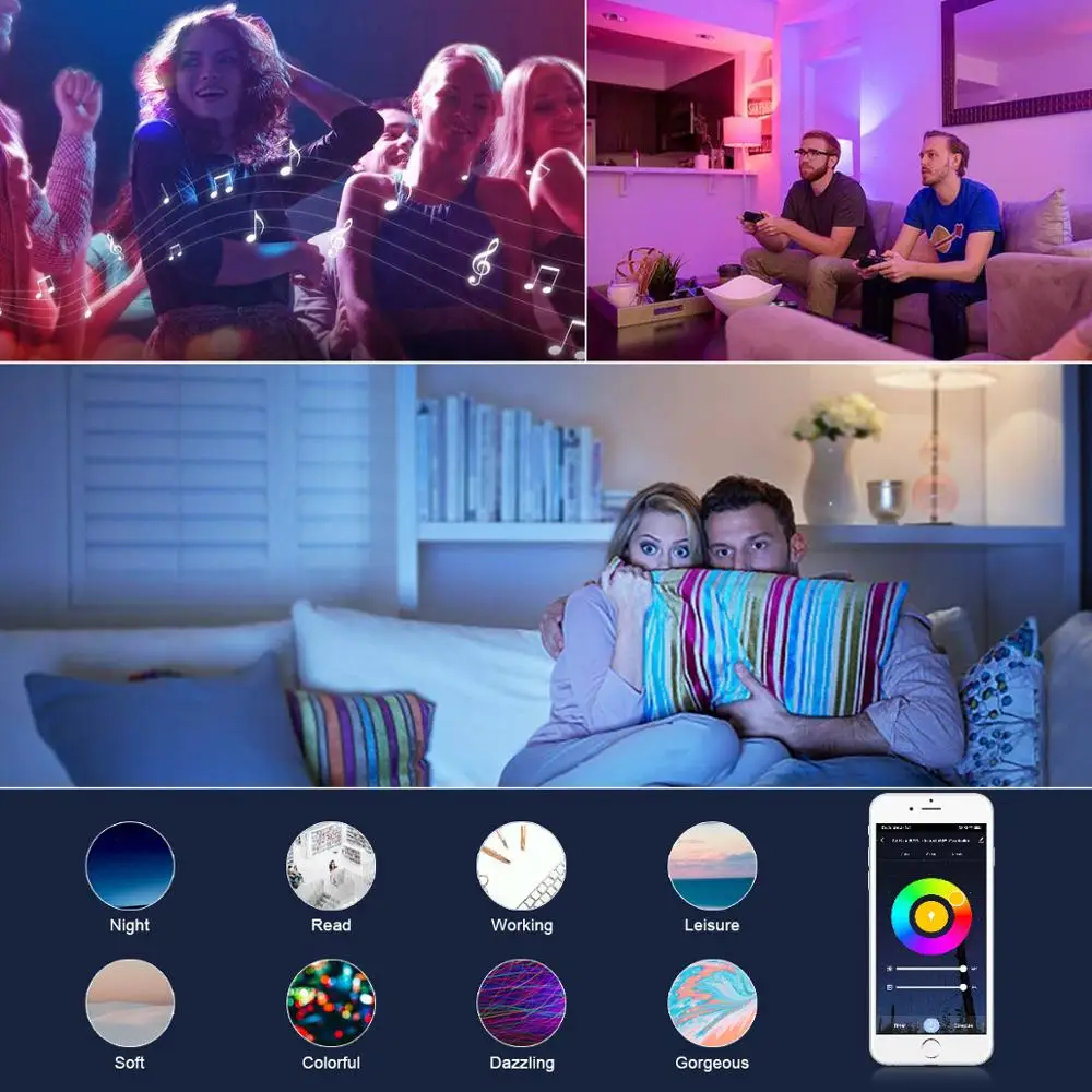 Smart LED Lamp WIFI Tuya Smart Life LED Smart Lamp Tape Voice Control RGB LED Strip Home lights Work With Alexa Google Home Assistant