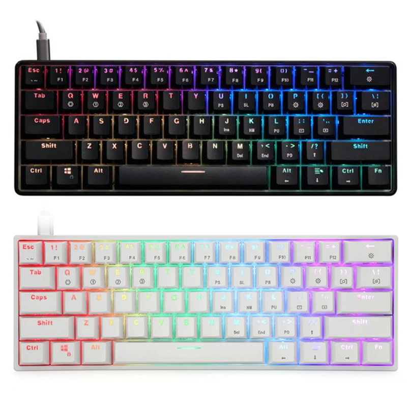 Мини-клавиатура Механическая GK61 60% 61 клавиша беспроводная Bluetooth RGB подсветка