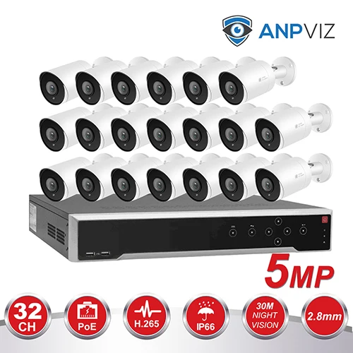 20PCS Bullet KIT Hikvision OEM 32CH 4 к NVR KIT 16/20/32 шт. открытый 5MP Пуля IP система наблюдения ссtv встроенной Аудио Видео набор для наблюдения - Цвет: 20PCS Bullet KIT
