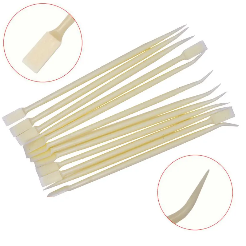 10Pcs 2 Way Plastic Eyelash Perming Stick Tool False Eyelash Tweezers with Hot Glue Spoon Lash Lifting Curler Applicator