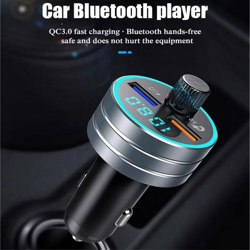 Автомобильный Bluetooth 5,0, fm-передатчик, беспроводной, громкая связь, аудио приемник, авто MP3 плеер, двойной USB QC3.0, быстрая зарядка