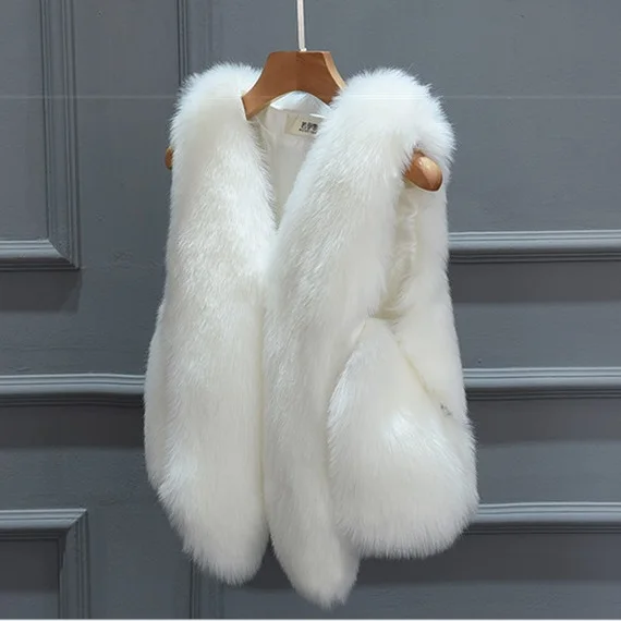 Furry Autumn Winter Faux Fur Vest Waistcoat For Women Furry Sleeveless Furry Fur Vest Synthetic Fur Fabric Gilet XL742