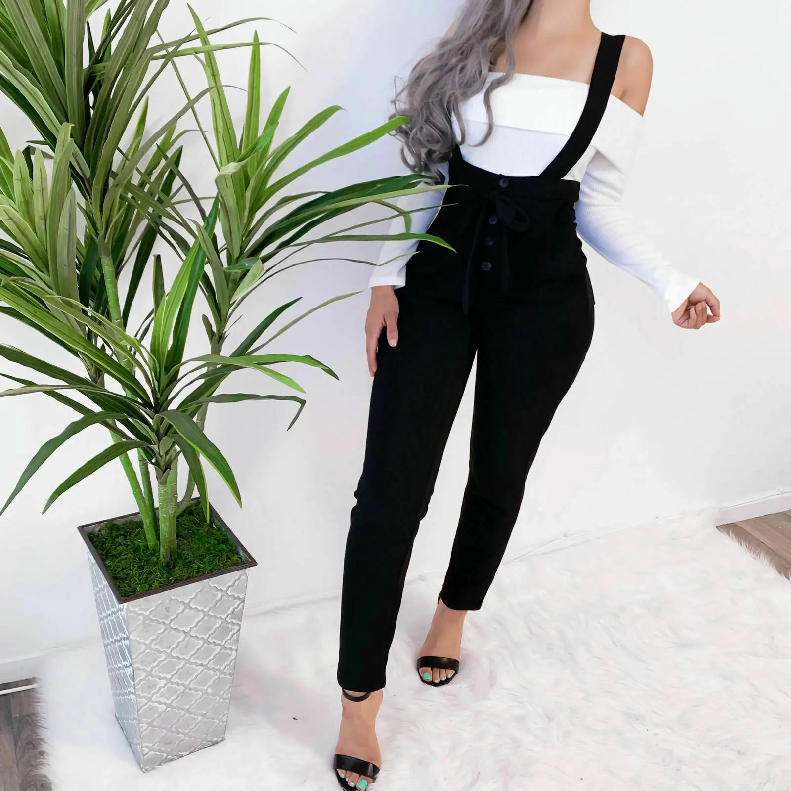 Mono Holgado Para Mujer Pantalones De Tirantes Casuales Pier Mono Holgado Para Mujer Pantalones De Tirantes Casuales Pier