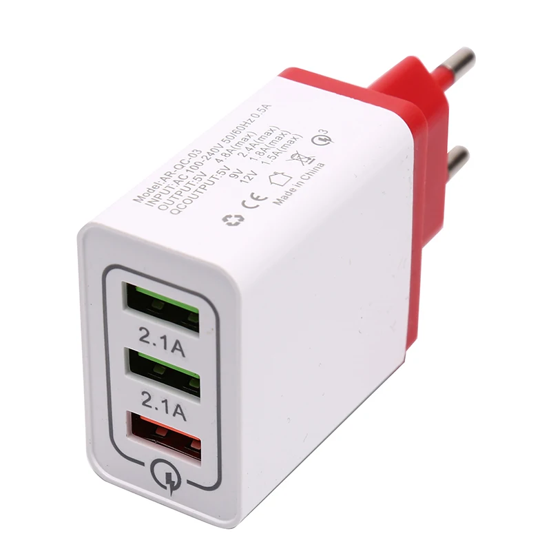 Горячее предложение, 3 порта, быстрое зарядное устройство QC 3,0, USB, зарядное устройство для телефона, быстрое зарядное устройство, штепсельная вилка европейского стандарта, зарядное устройство для мобильного телефона, 3* USB