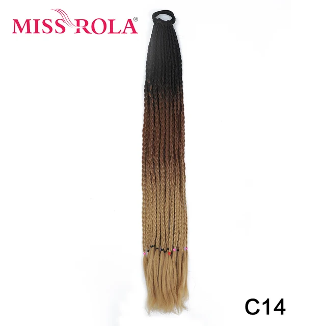 Synthetic Chignon Hair 60cm Hair Color Gradient Dirty Braided Ponytail Women Elastic Hair Rubber Band Hair Accessories Headband C14