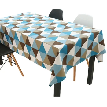 

Oblong Table Cloth, Geometric Print Cotton Linen Dining Table Cover for Home Decor Kitchen Garden Outdoor -55X86In/140X220cm