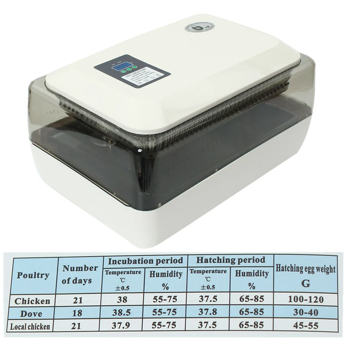 180V/240V 50-60HZ 85W Auto-Turning Digital 24 Eggs AU Plug Incubator Automatic Hatch Chicken Duck Egg 43x29x22.5cm Simple