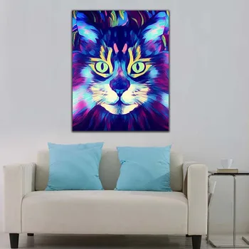 

DIY colorings pictures by numbers with Creative cat picture drawing Relief painting by numbers framed Home