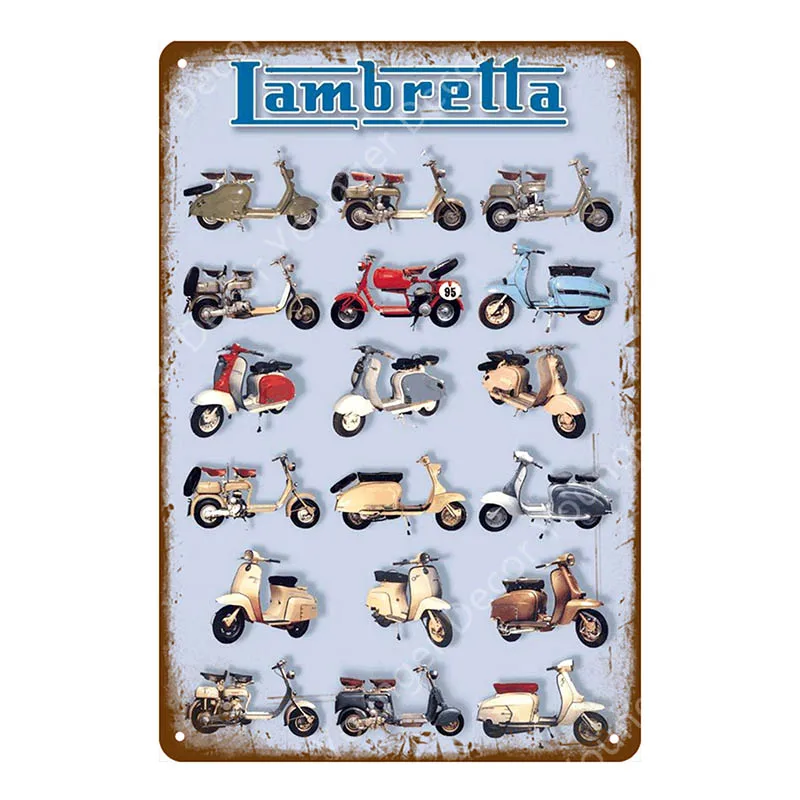 Модники, металлические оловянные знаки, итальянские скутеры Lambretta Vespa, винтажная настенная табличка, гаражный магазин, Декор для дома, комнаты, плакат для мотоцикла - Цвет: YD7484F