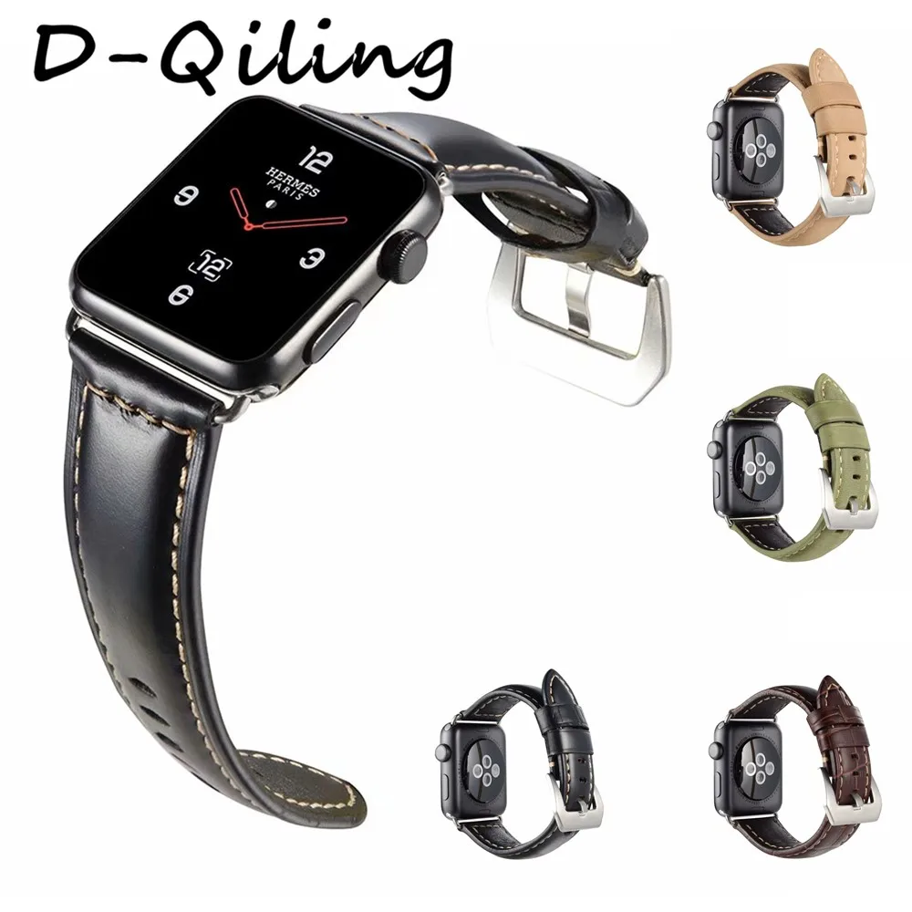 Ретро Винтаж Натуральная кожа iWatch ремешок Замена для Apple Watch серии 44 мм 42 3 2 1 Спорт
