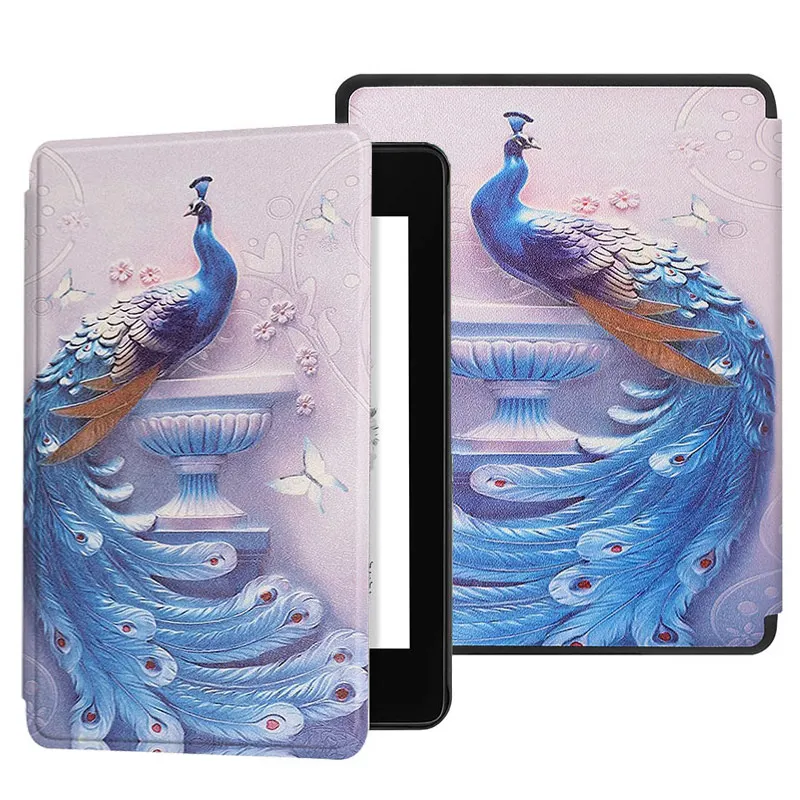 peacock Магнитный смарт-чехол для Amazon New Kindle Paperwhite 4 10th Generation, выпуск Ereader PU кожаный Ультратонкий чехол - Цвет: peacock