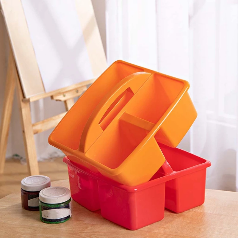 tool tote bag Portable Storage Caddies Box Plastic Divided Basket Bin with 3 Compartments Office Desk Organizer for Art Paint Brushes best tool backpack