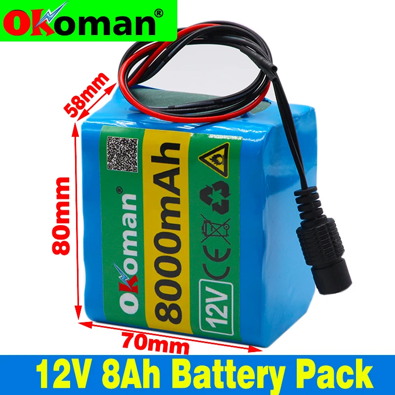 Okoman защитный блок батарей 12V 8000mAh 18650 литий-ионный аккумулятор 8Ah DC12.6V супер