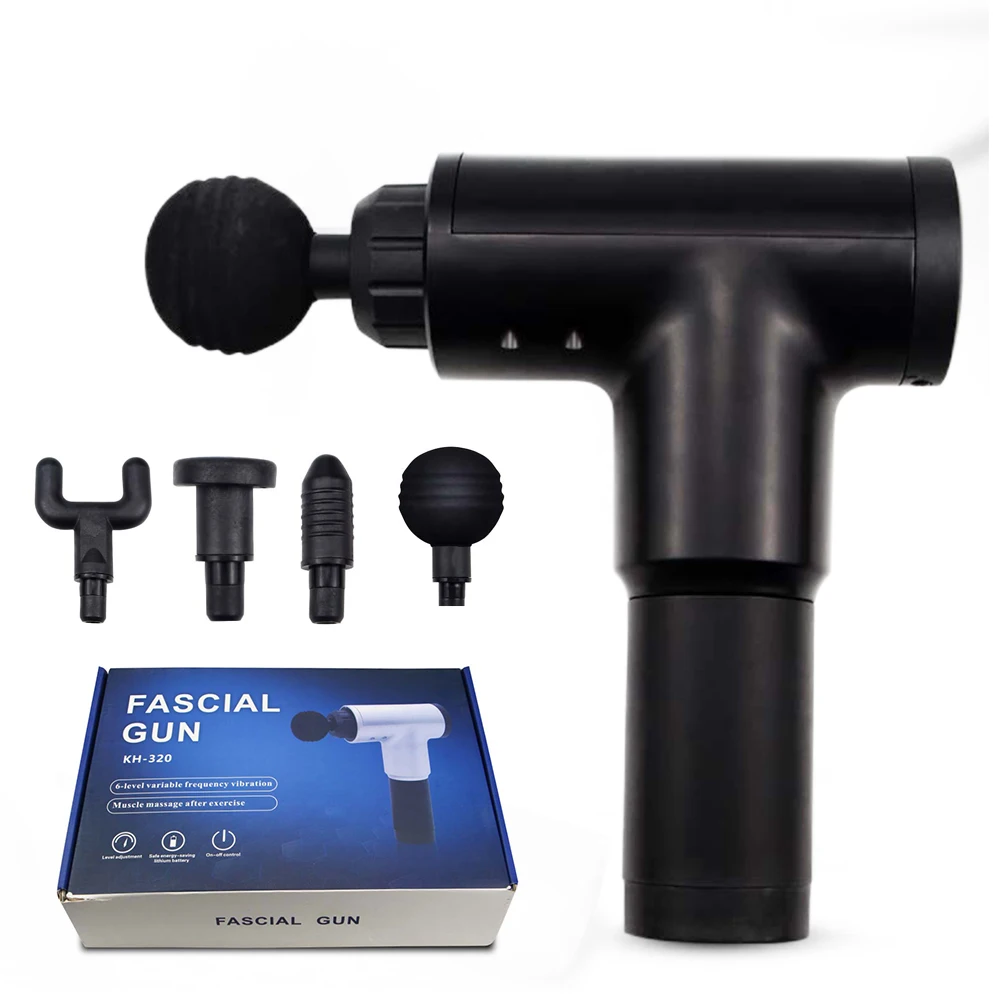 Black Muscle Massage Gun Deep Tissue Massager High-intensity Training Exercising Body Relaxation Slimming Shaping Pain Relief - Цвет: Black