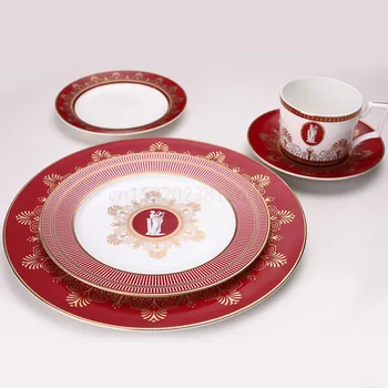 

Fashion Red Color Dinnerware Sets Dishes And Plates Sets Tableware Bone China Dinnerware