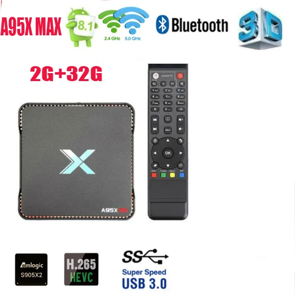 2G 32G A95X Max 10 шт. Android 8,1 Smart tv Box Amlogic S905X2 4 Гб ОЗУ 64 Гб ПЗУ 1000 Мбит/с телеприставка Bluetooth 4,2 медиаплеер - Color: 2G 32G